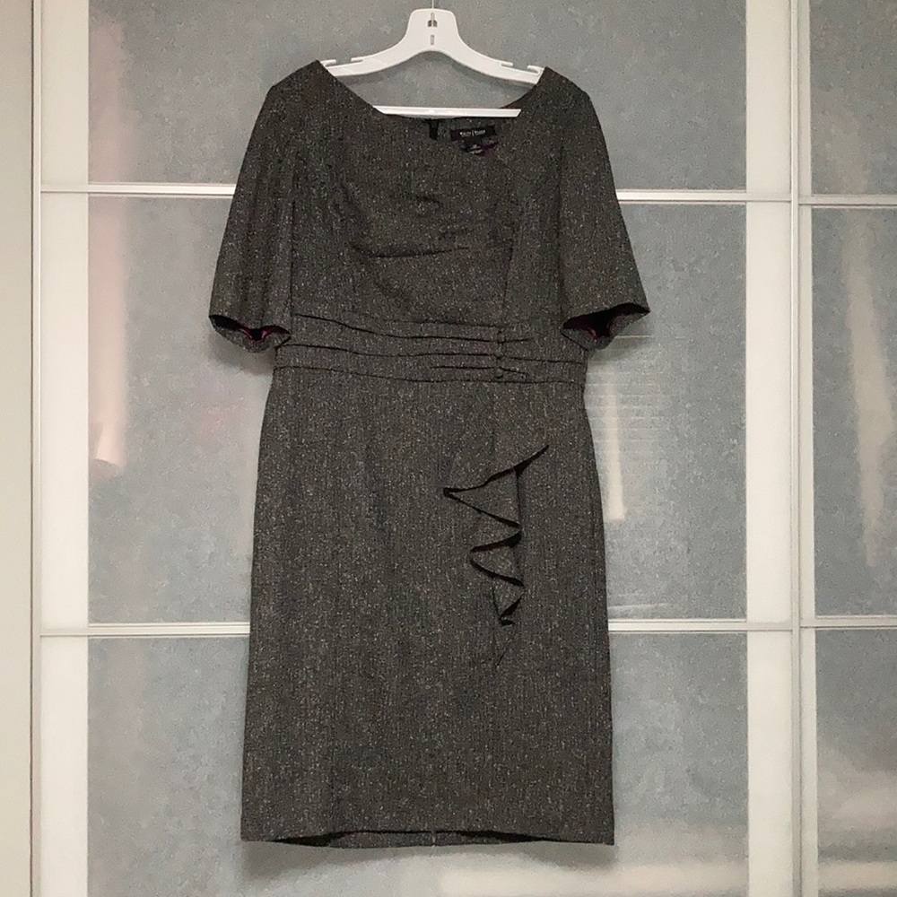 NWOT, WHBM, Grey Tweed knee length Dress, 10